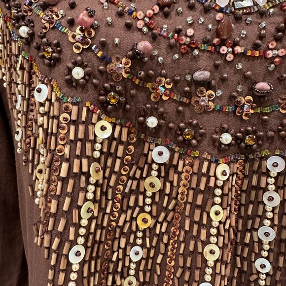 JO NO FUI Brown Rhinestone Cotton Dress - Picture 3 of 8